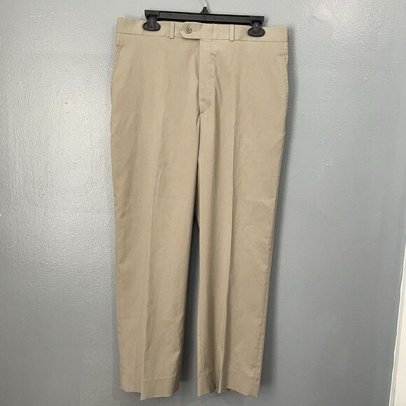 DKNY Dress Pants Mens Size 34x29Khaki The Stuyvesant Flat Front Casual Beige‎ - Picture 1 of 7